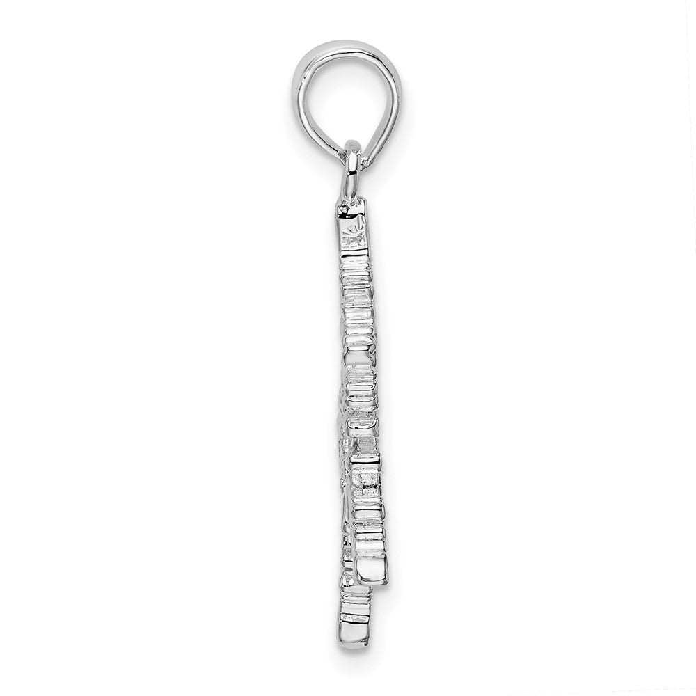 Sterling Silver De-Ani Rhodium-Plated Polished Snowflake Pendant