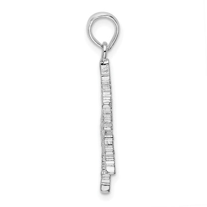 Sterling Silver De-Ani Rhodium-Plated Polished Snowflake Pendant