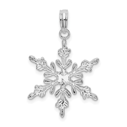 Sterling Silver De-Ani Rhodium-Plated Polished Snowflake Pendant
