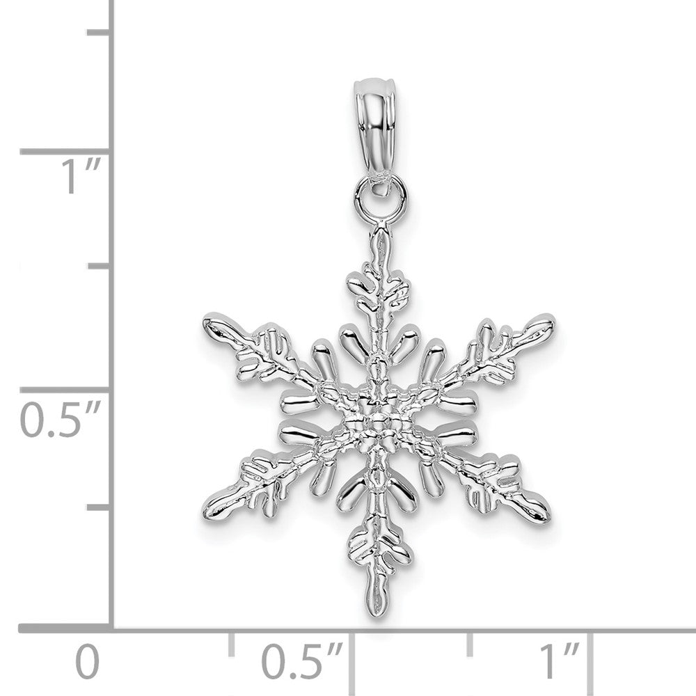 Sterling Silver De-Ani Rhodium-Plated Polished Snowflake Pendant