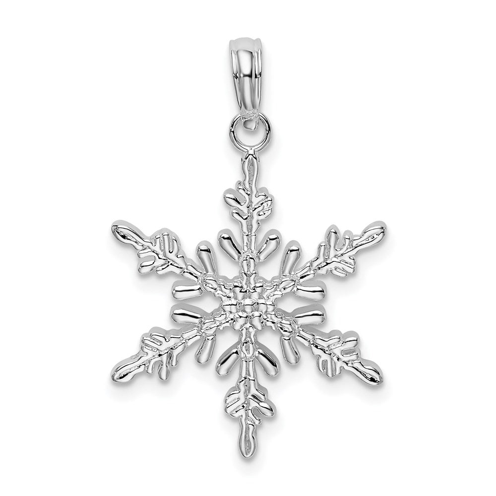 Sterling Silver De-Ani Rhodium-Plated Polished Snowflake Pendant