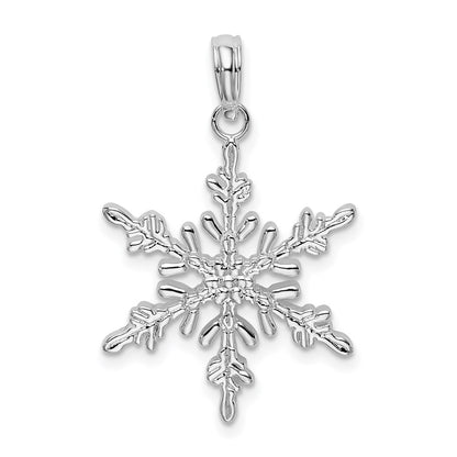 Sterling Silver De-Ani Rhodium-Plated Polished Snowflake Pendant