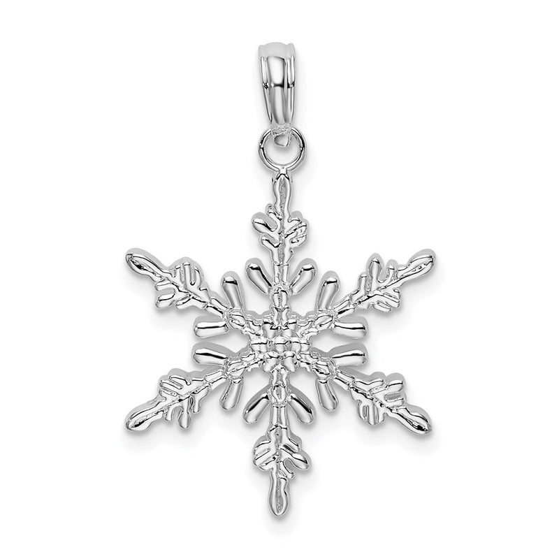 Sterling Silver De-Ani Rhodium-Plated Polished Snowflake Pendant