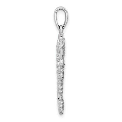 Sterling Silver De-Ani Rhodium-Plated Polished 3D Sea Horse Pendant