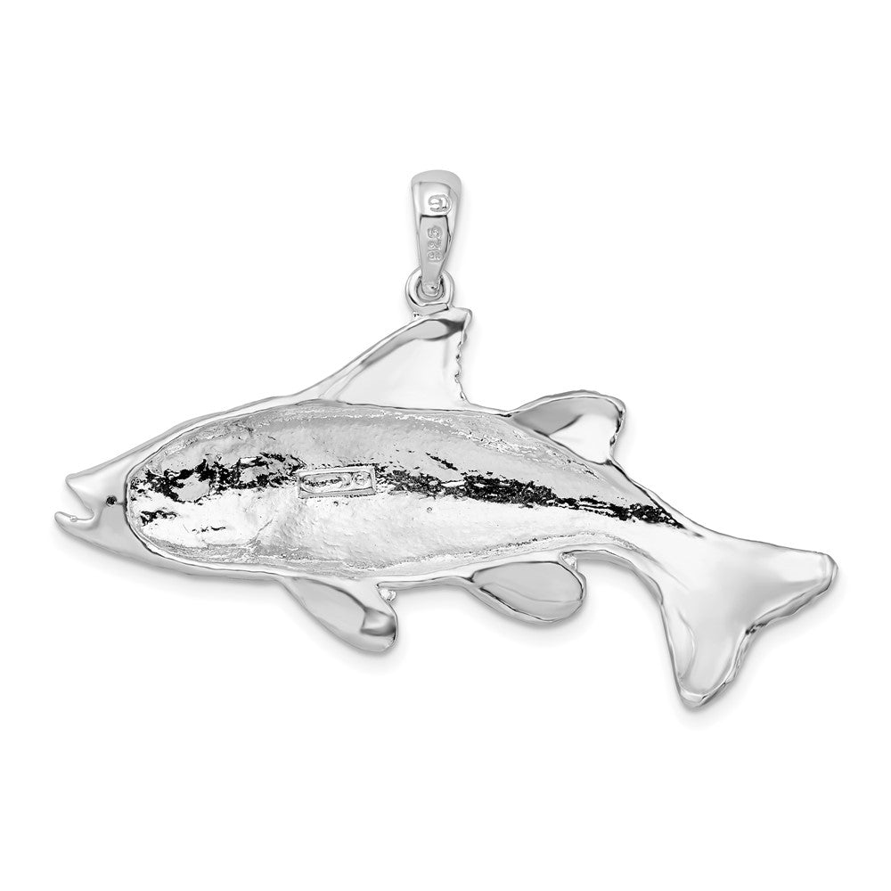 Sterling Silver De-Ani Rhodium-Plated Polished Red Fish Pendant
