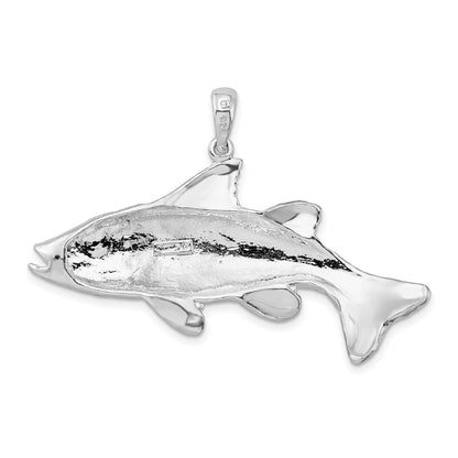 Sterling Silver De-Ani Rhodium-Plated Polished Red Fish Pendant