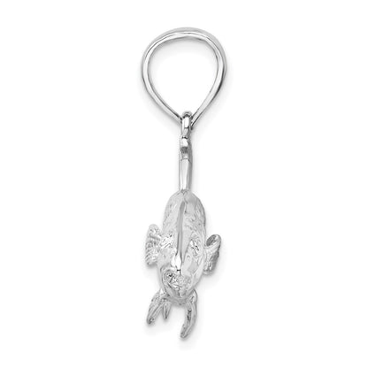 Sterling Silver De-Ani Rhodium-Plated Polished 3D Red Fish Pendant