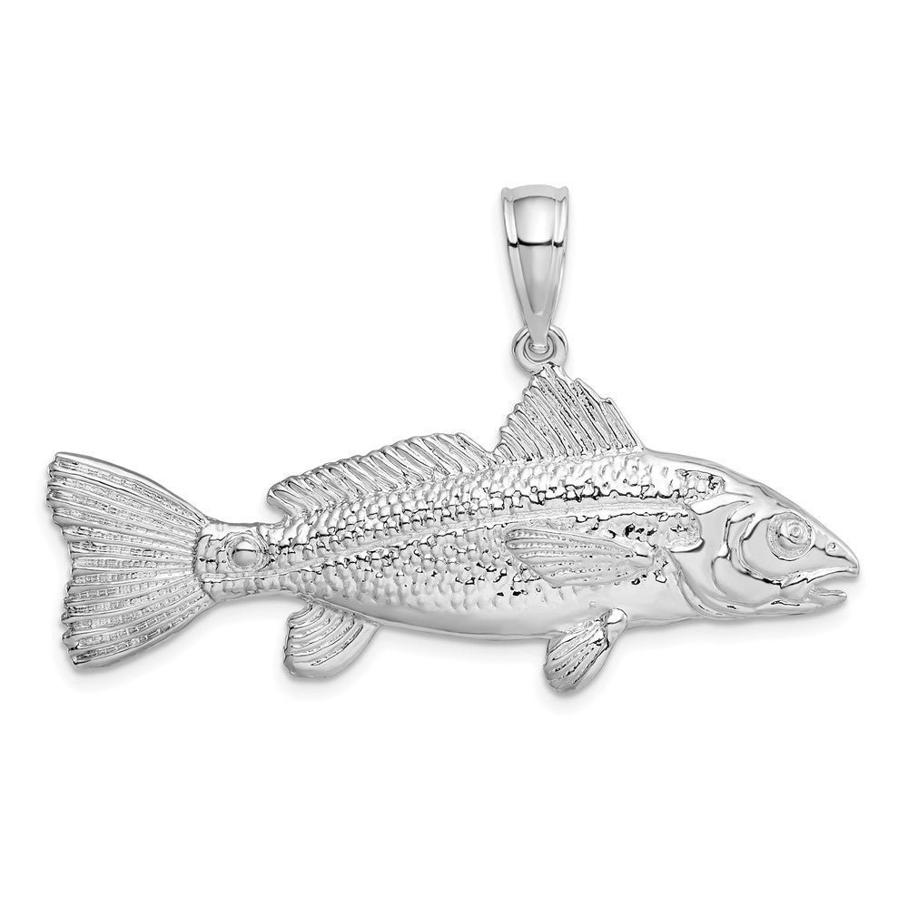 Sterling Silver De-Ani Rhodium-Plated Polished 3D Red Fish Pendant
