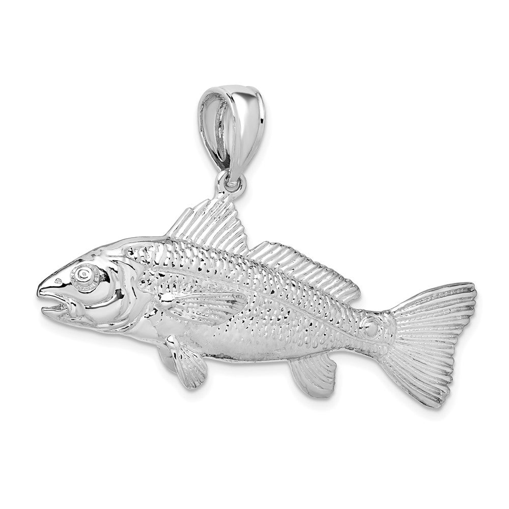 Sterling Silver De-Ani Rhodium-Plated Polished 3D Red Fish Pendant