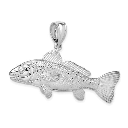 Sterling Silver De-Ani Rhodium-Plated Polished 3D Red Fish Pendant