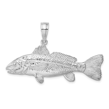 Sterling Silver De-Ani Rhodium-Plated Polished 3D Red Fish Pendant