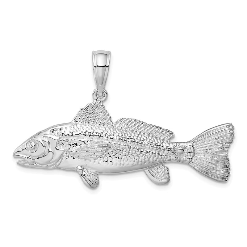Sterling Silver De-Ani Rhodium-Plated Polished 3D Red Fish Pendant