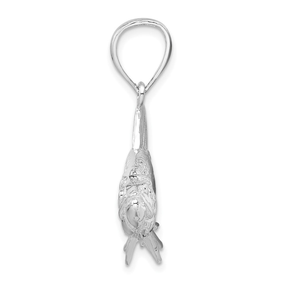 Sterling Silver De-Ani Rhodium-Plated Polished 3D Oxeye Tarpon Fish Pendant