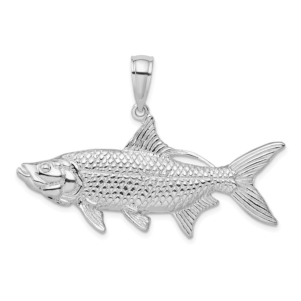 Sterling Silver De-Ani Rhodium-Plated Polished 3D Oxeye Tarpon Fish Pendant