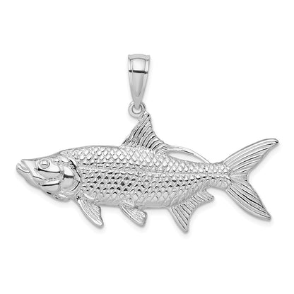Sterling Silver De-Ani Rhodium-Plated Polished 3D Oxeye Tarpon Fish Pendant