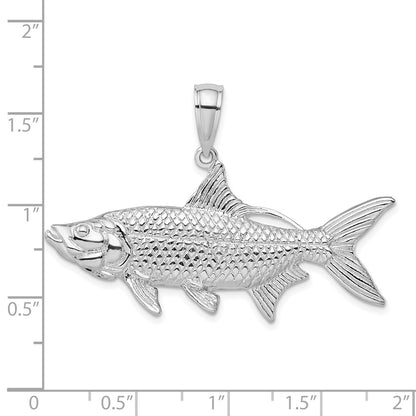 Sterling Silver De-Ani Rhodium-Plated Polished 3D Oxeye Tarpon Fish Pendant