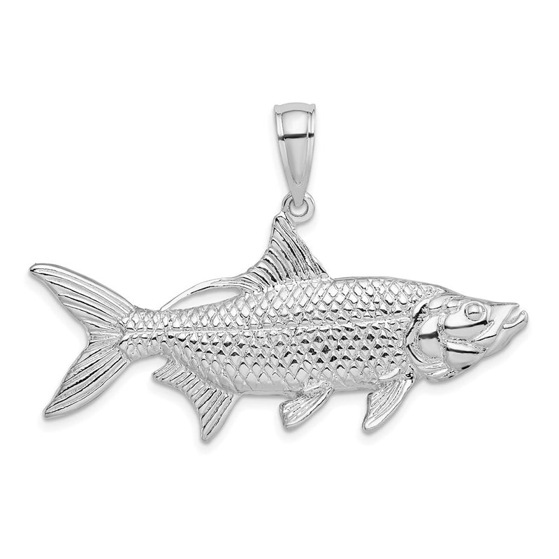 Sterling Silver De-Ani Rhodium-Plated Polished 3D Oxeye Tarpon Fish Pendant