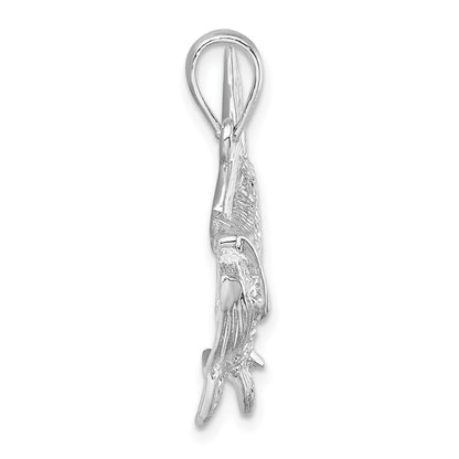 Sterling Silver De-Ani Rhodium-Plated Tarpon Fish With Open Mouth Pendant