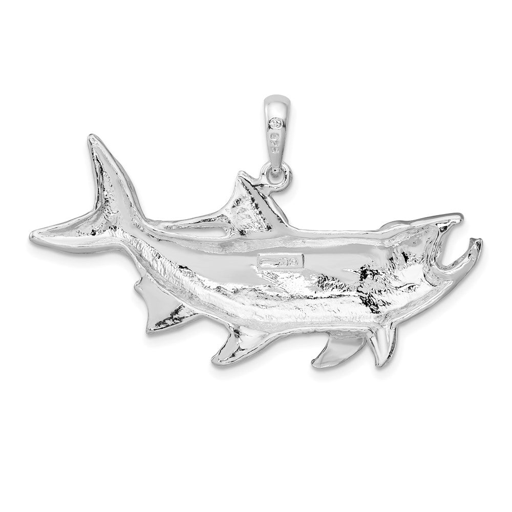 Sterling Silver De-Ani Rhodium-Plated Tarpon Fish With Open Mouth Pendant