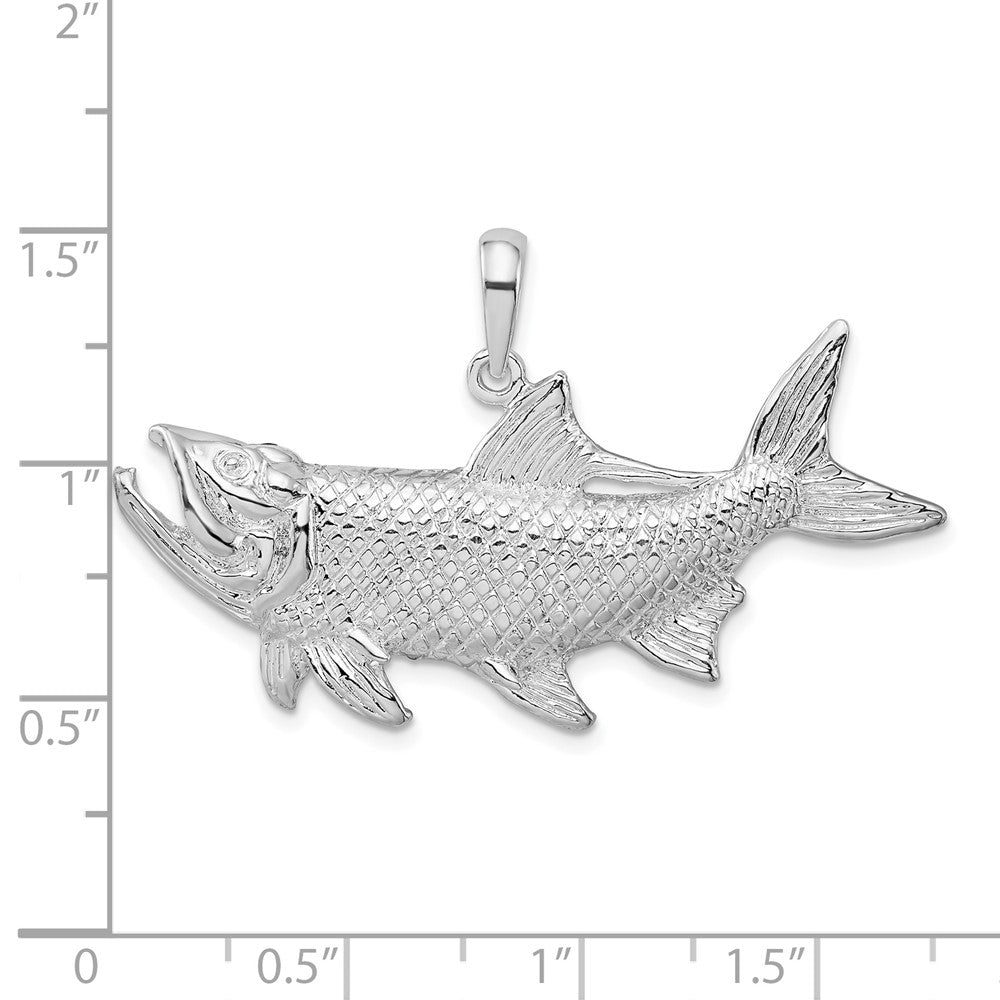 Sterling Silver De-Ani Rhodium-Plated Tarpon Fish With Open Mouth Pendant