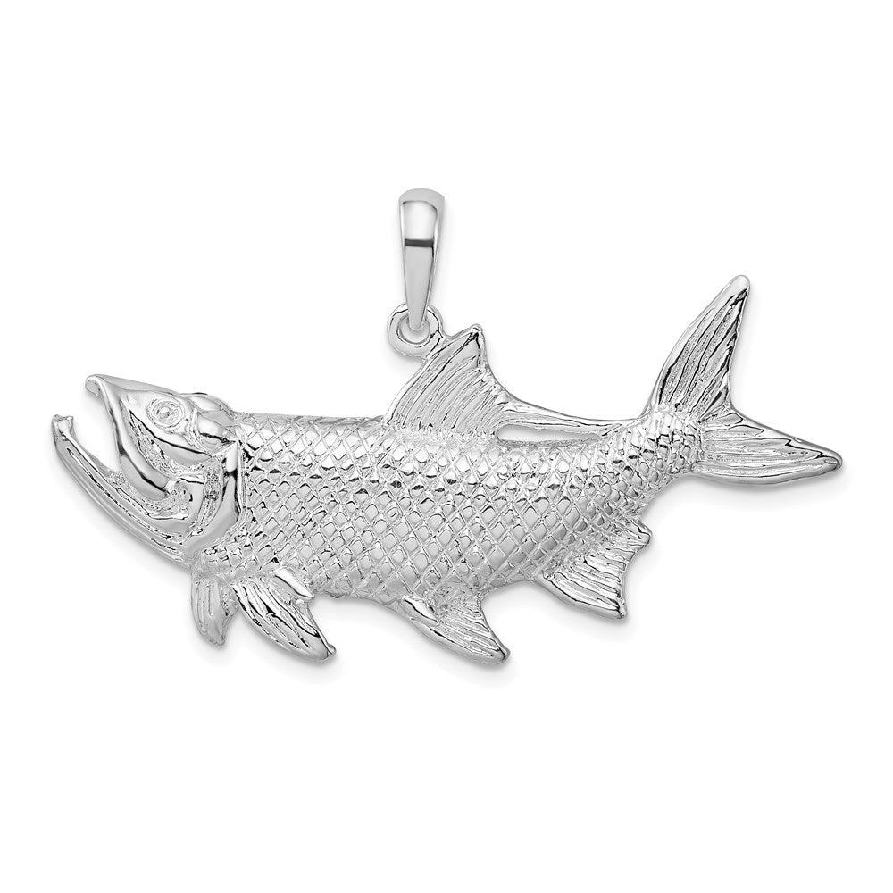 Sterling Silver De-Ani Rhodium-Plated Tarpon Fish With Open Mouth Pendant