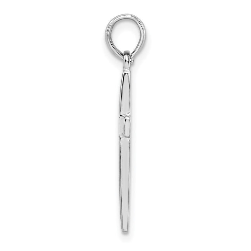 Sterling Silver De-Ani Rhodium-Plated Beveled Latin Cross Pendant