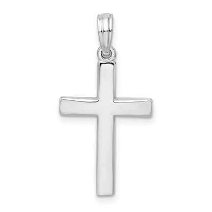 Sterling Silver De-Ani Rhodium-Plated Beveled Latin Cross Pendant
