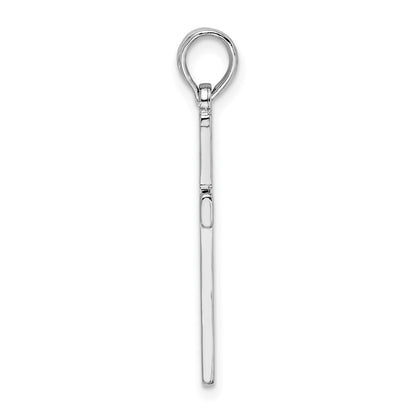 Sterling Silver De-Ani Rhodium-Plated Polished Flat Latin Cross Pendant