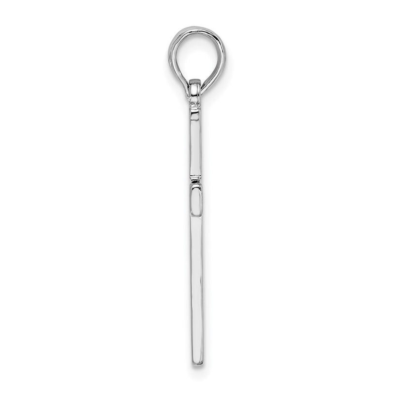 Sterling Silver De-Ani Rhodium-Plated Polished Flat Latin Cross Pendant