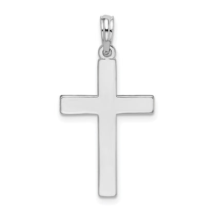 Sterling Silver De-Ani Rhodium-Plated Polished Flat Latin Cross Pendant