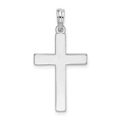Sterling Silver De-Ani Rhodium-Plated Polished Flat Latin Cross Pendant