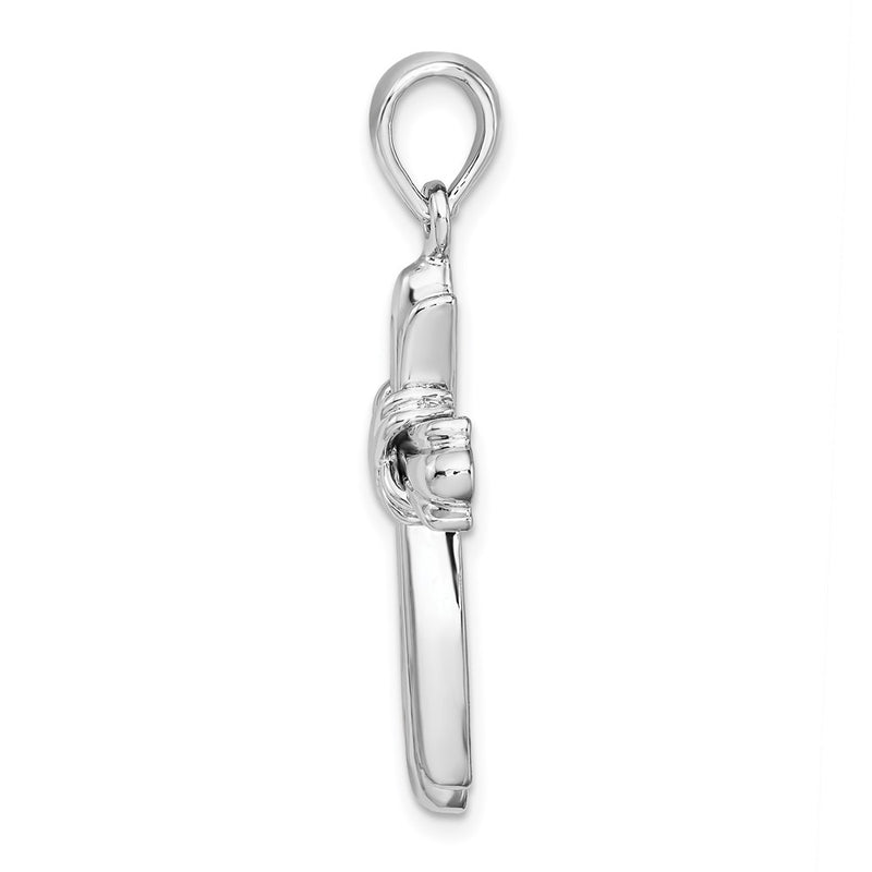 Sterling Silver De-Ani Rhodium-Plated With X-Center Budded Cross Pendant