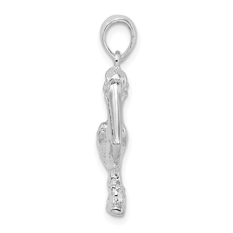 Sterling Silver De-Ani Rhodium-Plated 3D Standing Moveable Mouth Pelican Pendant