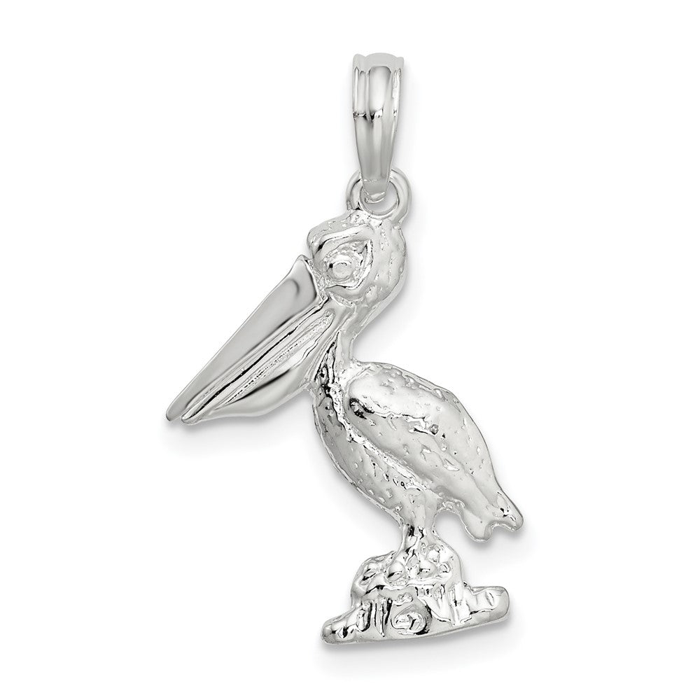 Sterling Silver De-Ani Small 3D Standing Moveable Mouth Pelican Pendant