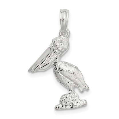Sterling Silver De-Ani Small 3D Standing Moveable Mouth Pelican Pendant
