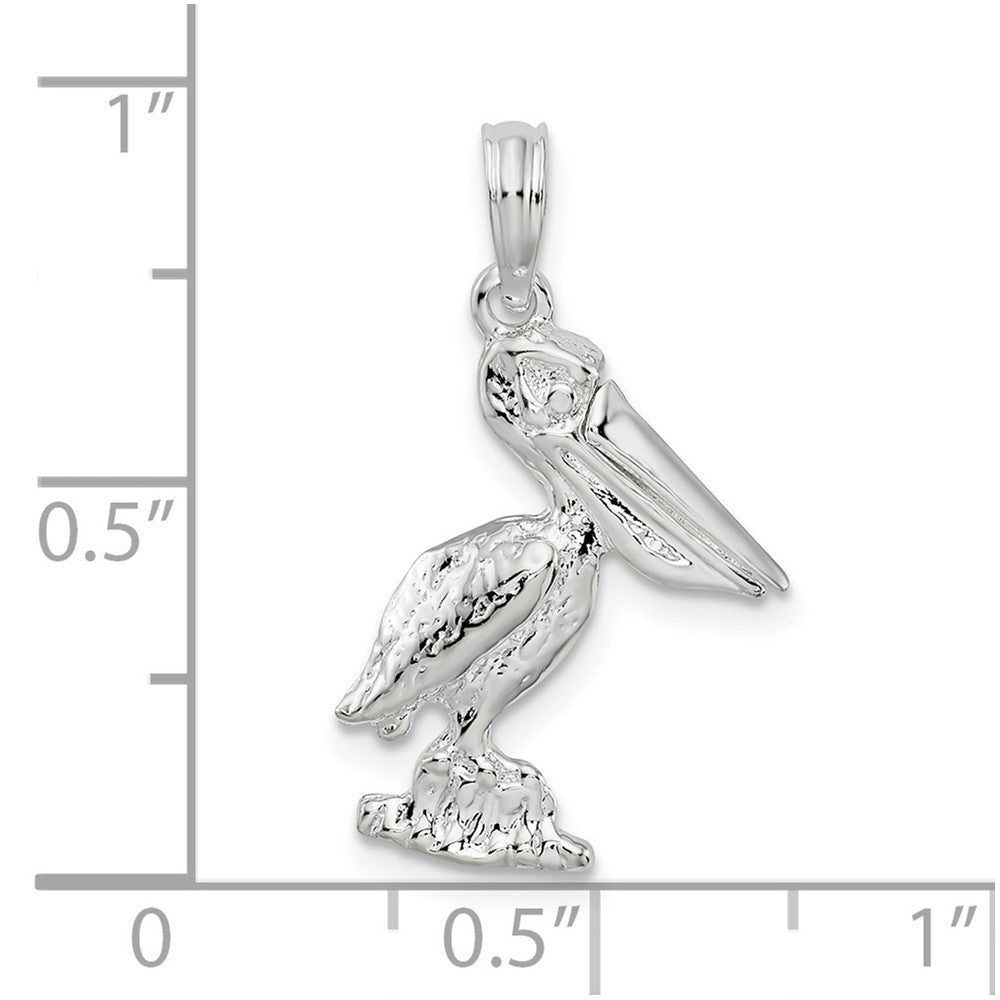 Sterling Silver De-Ani Small 3D Standing Moveable Mouth Pelican Pendant