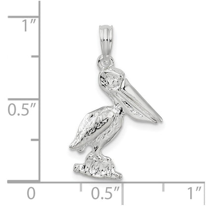 Sterling Silver De-Ani Small 3D Standing Moveable Mouth Pelican Pendant