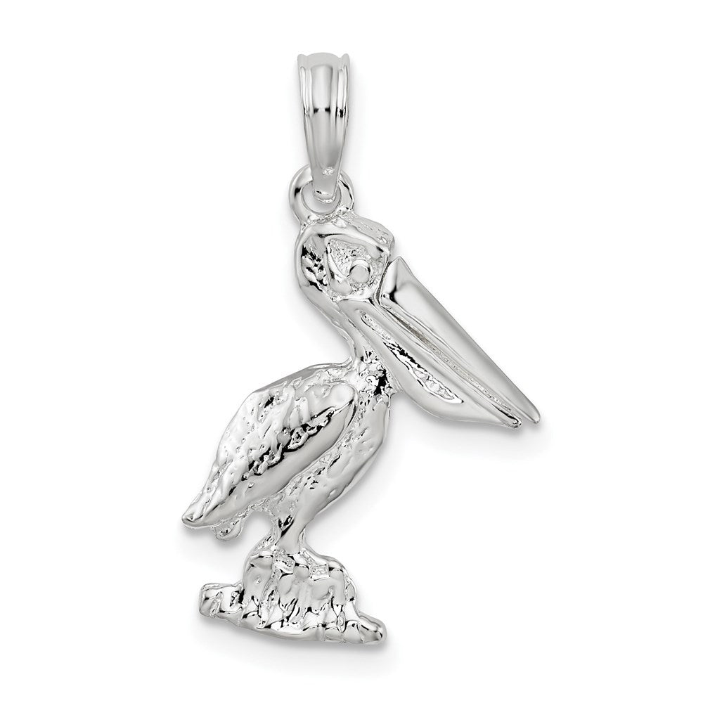 Sterling Silver De-Ani Small 3D Standing Moveable Mouth Pelican Pendant