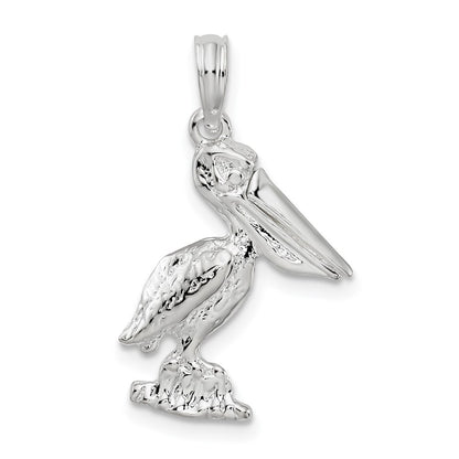 Sterling Silver De-Ani Small 3D Standing Moveable Mouth Pelican Pendant