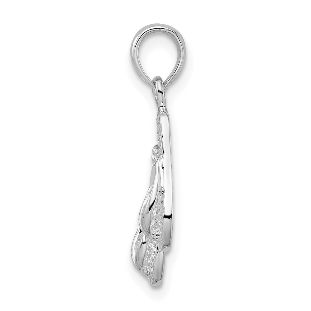 Sterling Silver De-Ani Rhodium-Plated Antigua W.I. 3D Flip Flops Pendant