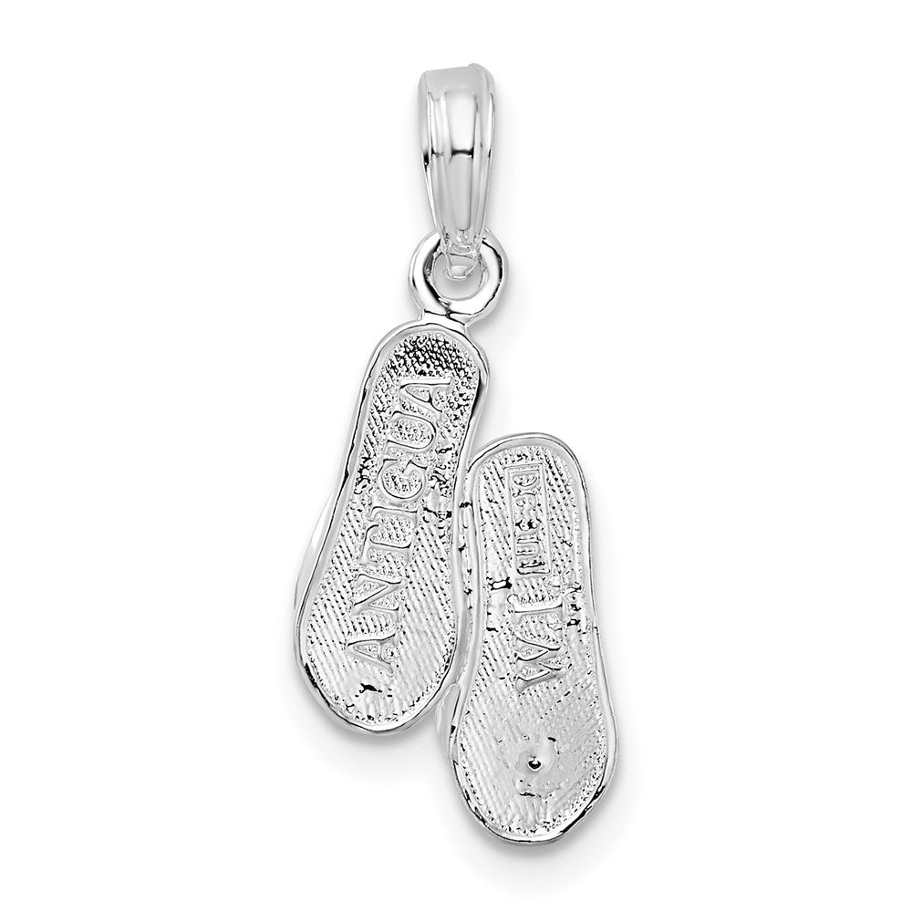 Sterling Silver De-Ani Rhodium-Plated Antigua W.I. 3D Flip Flops Pendant