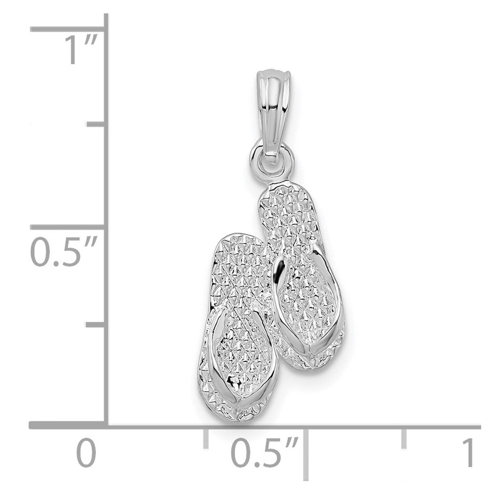 Sterling Silver De-Ani Rhodium-Plated Antigua W.I. 3D Flip Flops Pendant