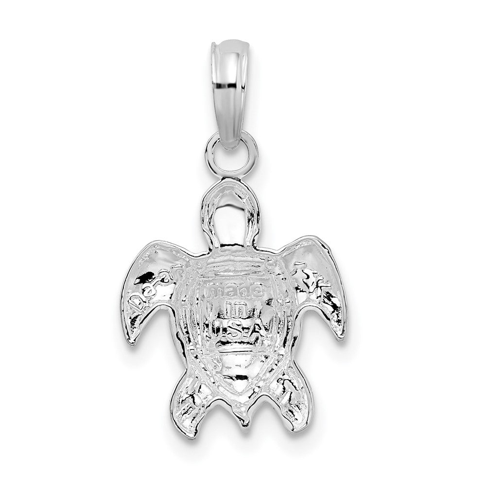 Sterling Silver De-Ani Rhodium-Plated Polished Sea Turtle Pendant