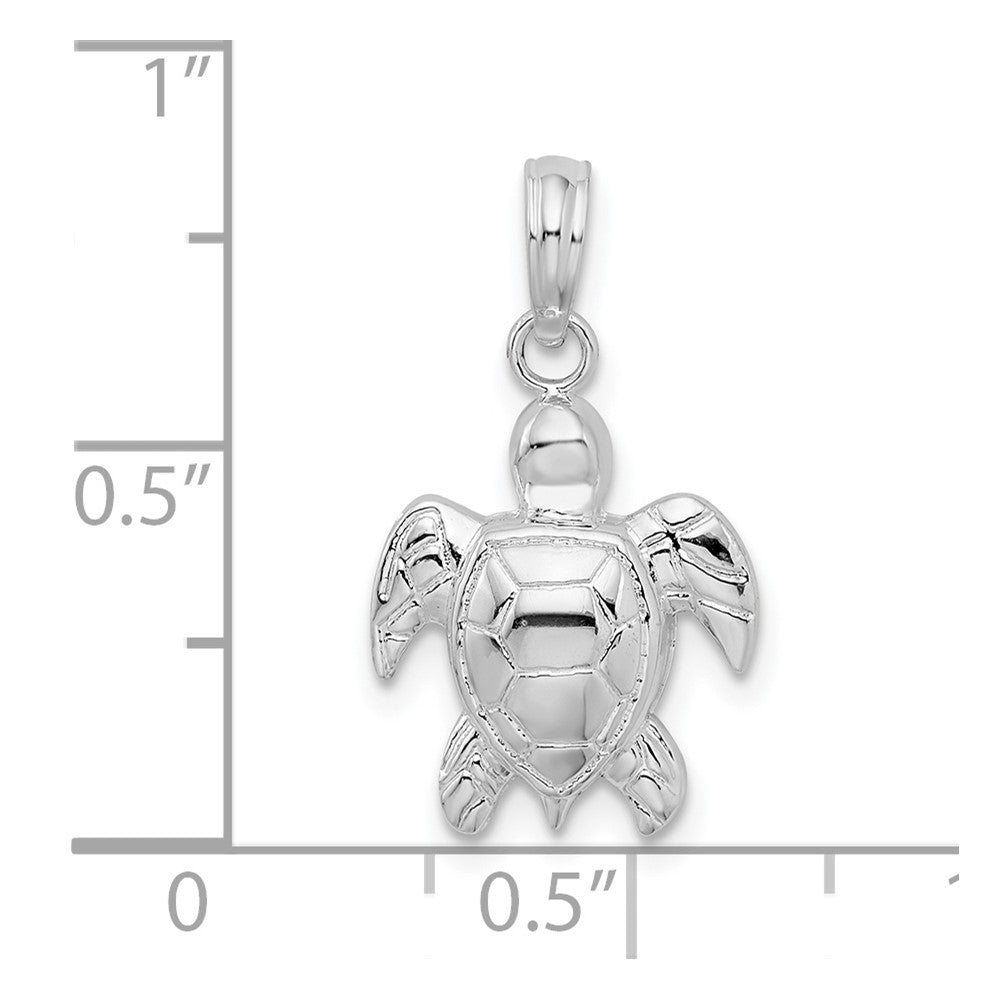Sterling Silver De-Ani Rhodium-Plated Polished Sea Turtle Pendant