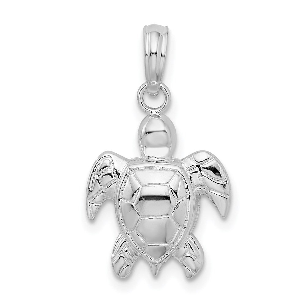 Sterling Silver De-Ani Rhodium-Plated Polished Sea Turtle Pendant