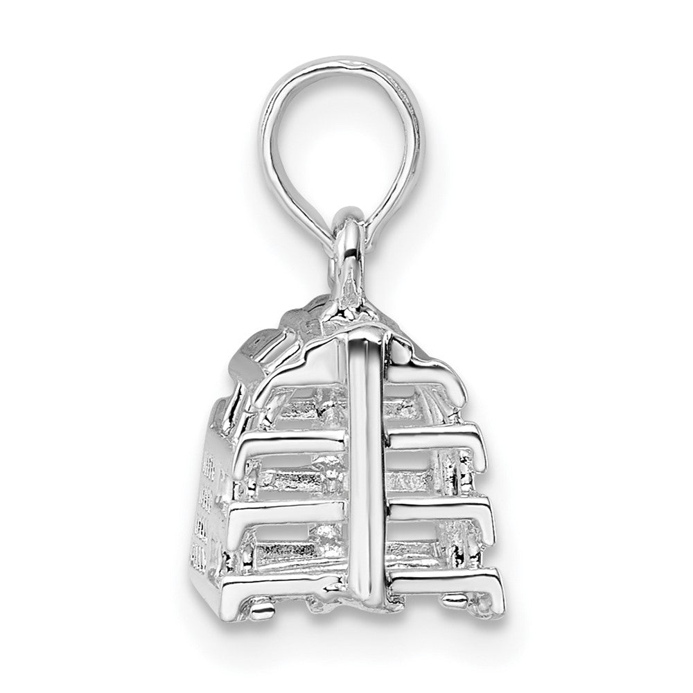 Sterling Silver De-Ani Rhodium-Plated Polished 3D Empty Lobster Trap Pendant