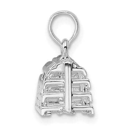 Sterling Silver De-Ani Rhodium-Plated Polished 3D Empty Lobster Trap Pendant