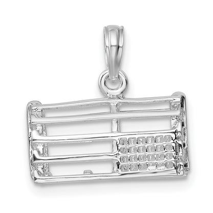 Sterling Silver De-Ani Rhodium-Plated Polished 3D Empty Lobster Trap Pendant