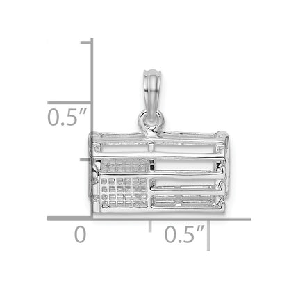 Sterling Silver De-Ani Rhodium-Plated Polished 3D Empty Lobster Trap Pendant