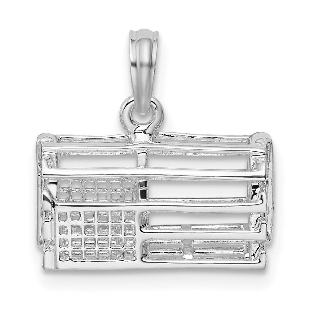 Sterling Silver De-Ani Rhodium-Plated Polished 3D Empty Lobster Trap Pendant